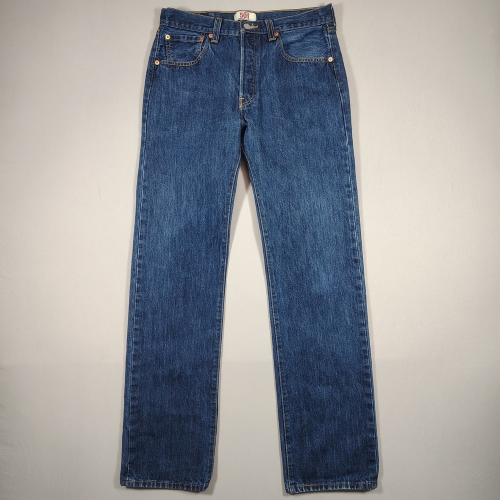 Levi's 501 Original Jeans Mens 32x34 Blue Straight Leg Button Fly Cotton Denim